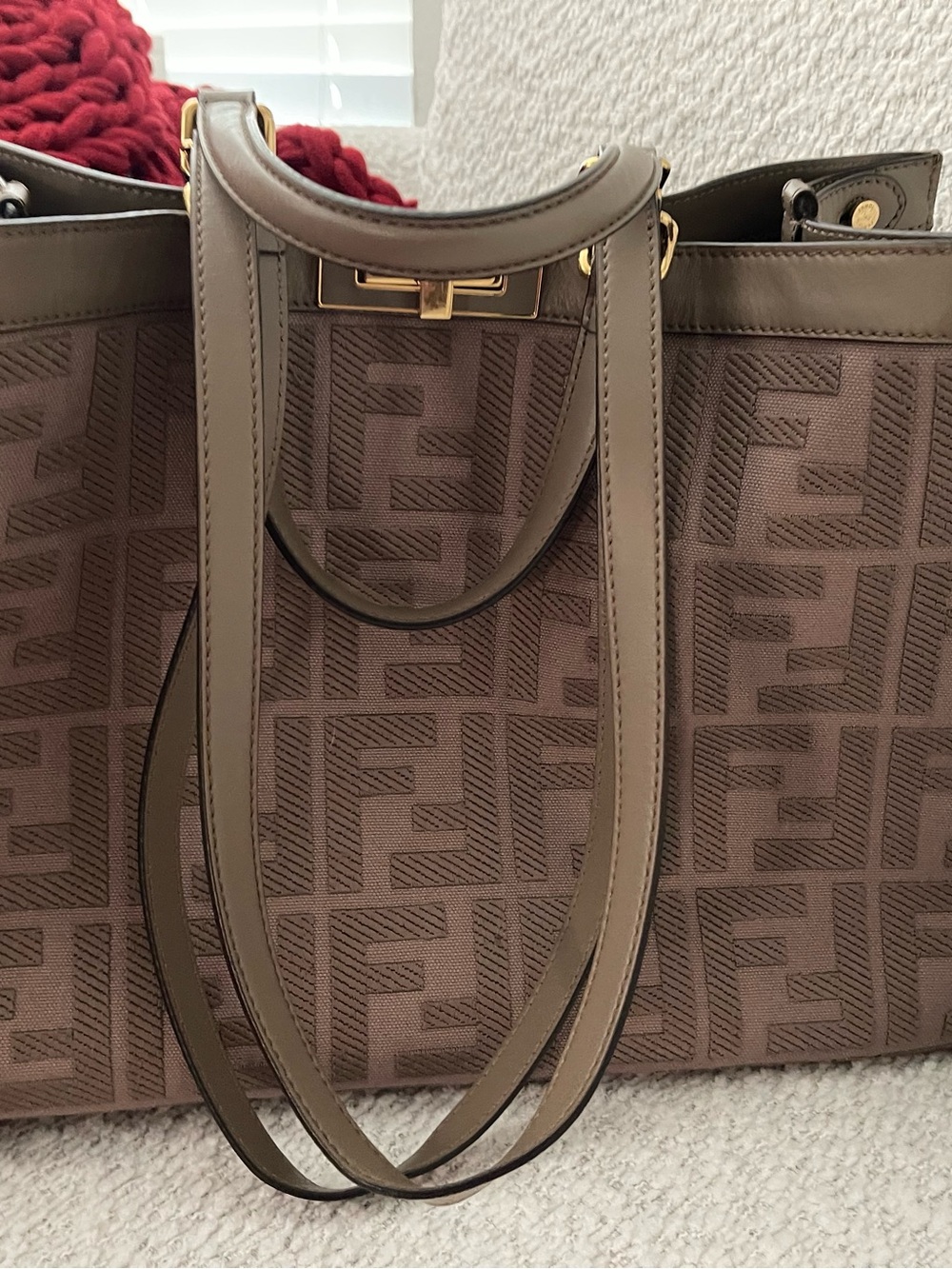 Fendi Brown Taupe FF Jacquard Double-Handle Tote - Picture 10 of 13